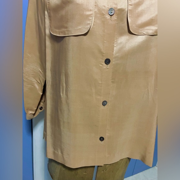 Stunning Vintage Benny Ong London Beige 100% Silk Blouse - Size L - Picture 7 of 15